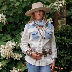 Virginia Shirt in White by Tasha Polizzi